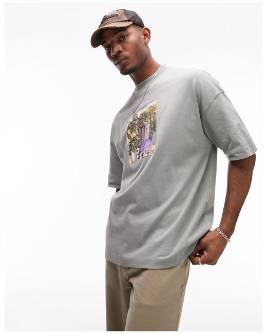 Topman – t-shirt mit extremer oversize-passform in Gray für Herren