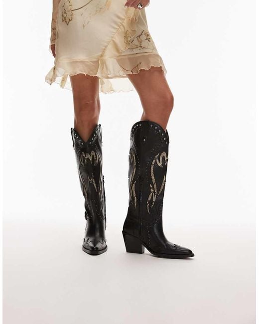 Bronx Natural Next-low-kole Buckle Western Knee Boots