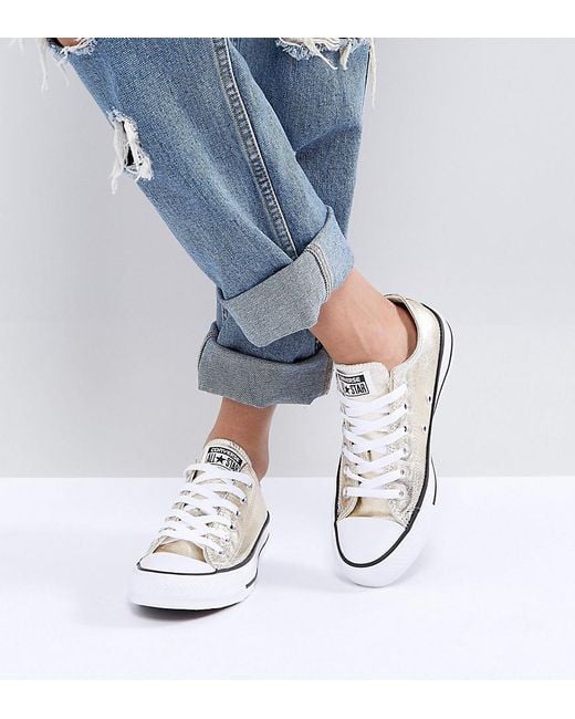 Converse Chuck Taylor Ox Trainers In Gold Metallic