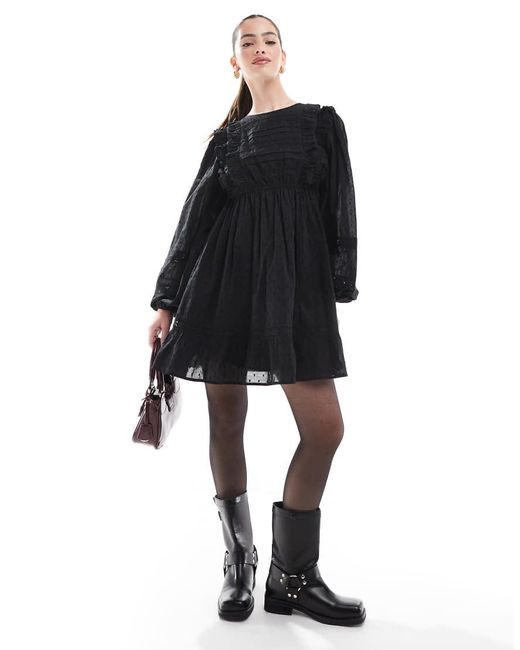 Vestito Corto A Maniche Lunghe Con Pinces E Inserti di Miss Selfridge in Black
