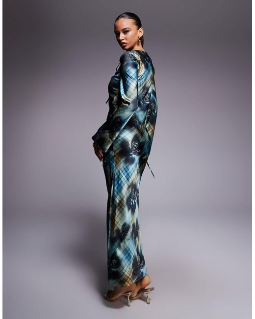 DASKA Satin Maxi Dress in Blue | Lyst