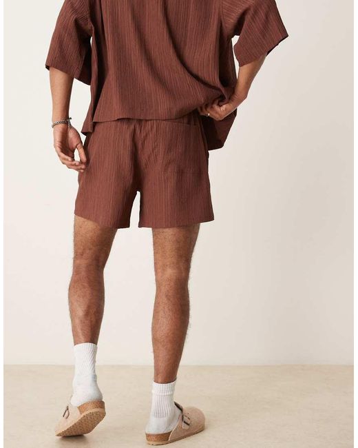 ASOS Brown Textured Shorts for men