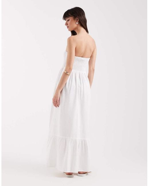 Aware White Boho Bandeau Maxi Dress