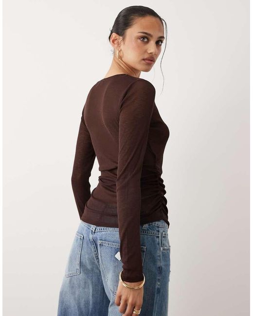 Cotton On Brown V Neck Wrap Top