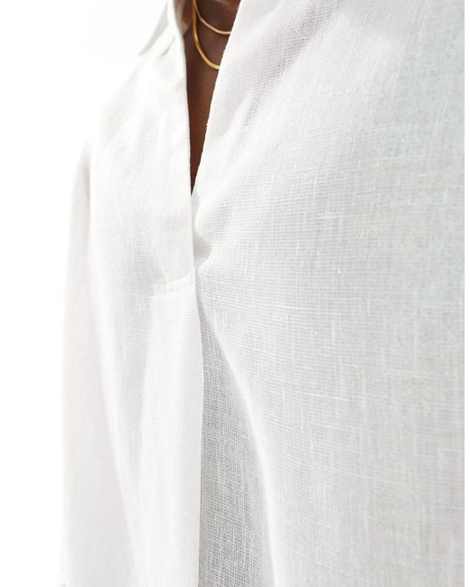 Chemise texturée coupe décontractée à enfiler avec pli à l'avant - scintillant ASOS pour homme en coloris White