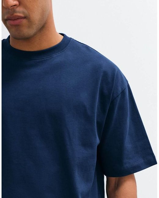 ASOS Blue Heavyweight Boxy Oversized T-shirt for men