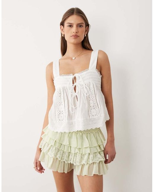 Miss Selfridge Natural Lace Mix Bloomer Shorts