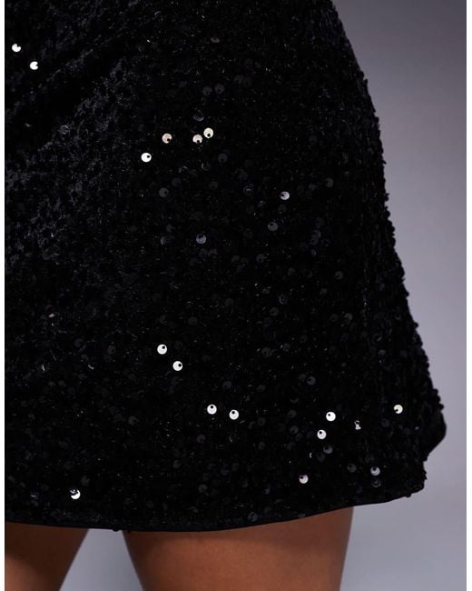 New Look Purple Velvet Sequin Mini Skirt