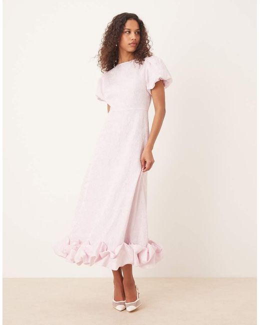 Sister Jane Puff Sleeve Bubble Hem Maxi Dress in Pink | Lyst UK