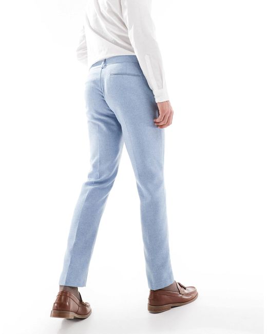 ASOS – schmal geschnittene wollmix-anzughose in Blue für Herren