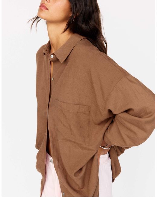 Pull&Bear Brown – rustikales oversize-hemd