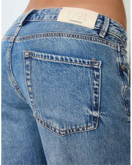 Stradivarius Blue D91 Low Wide-Leg Jeans