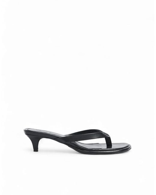 NA-KD Blue Leather Flip Flop Heels