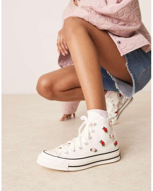 Converse White Hearts Chuck 70 Hi Trainers