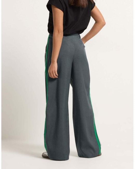 PixieGirl Gray Petite Striped Formal Trousers