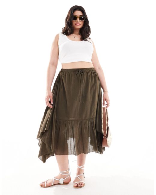 Collusion Brown Plus Western Ultimate Asymmetric Midi Skirt