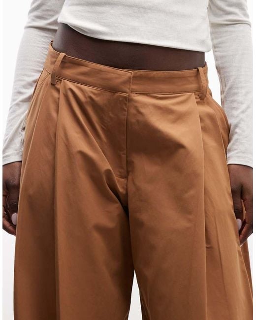 Monki Natural Woven Balloon Trousers