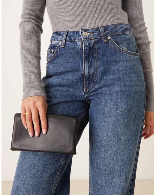 Mango Gray Leather Shoulder Bag