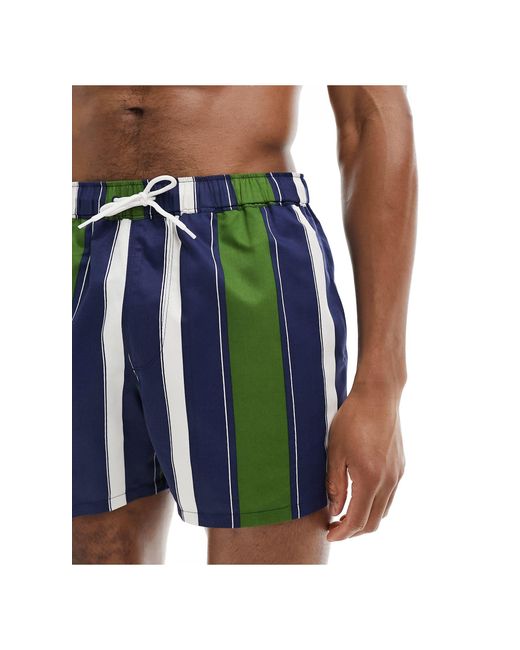 Pantaloncini da bagno taglio corto verdi e a righe di ASOS in Blue da Uomo