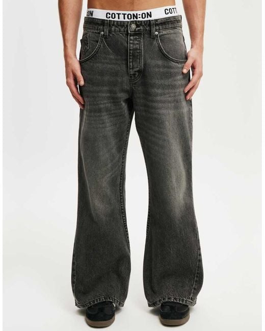 Cotton On Gray Baggy Bootcut Jean for men