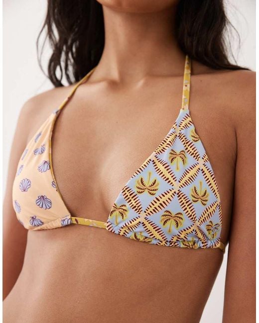 Billabong Brown Shell Print Triangle Bikini Top