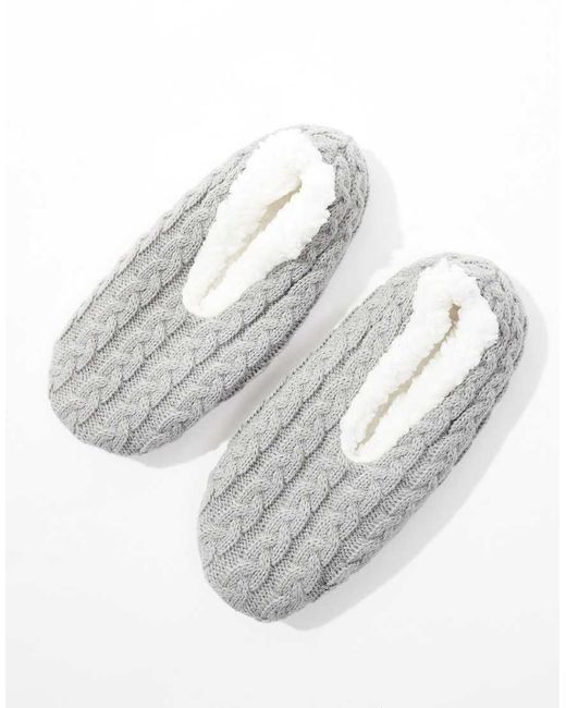 ASOS Gray Zakki Cable Knit Sock Slippers