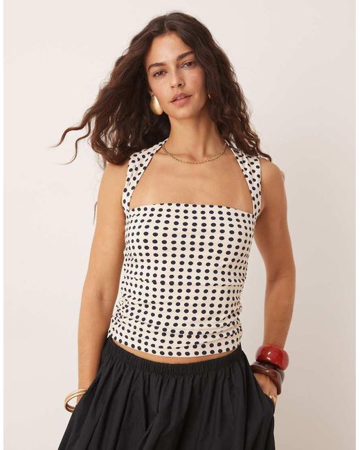 Top A Pois Con Scollo Squadrato di Abercrombie & Fitch in Multicolor