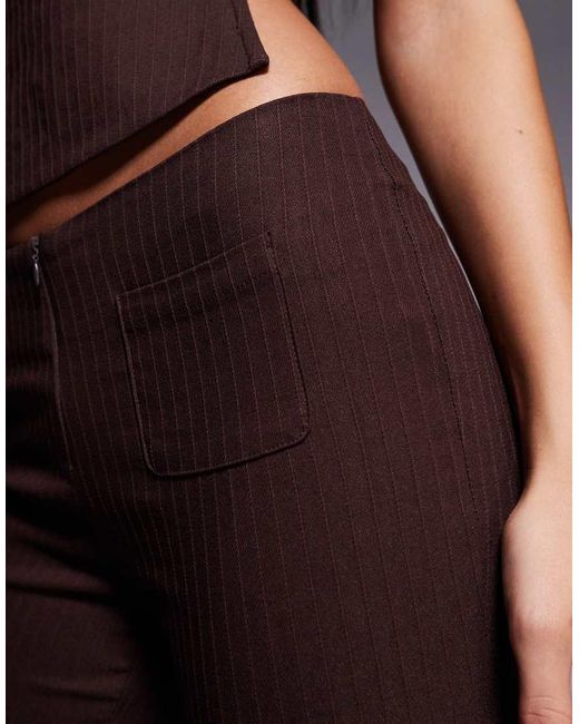 Tiger Mist Purple Gwendolyn Tailored Low Waisted Zip Front Detail Flare Trousers Co-ord