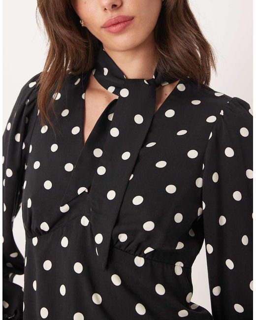 Nobody's Child Black Scarf Detail V-neck Blouse