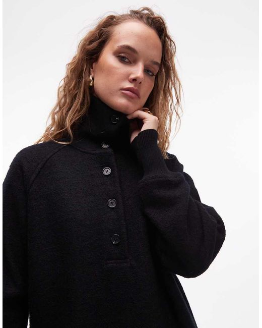 ARKET Blue Boiled Wool Sweater With Polo Collar