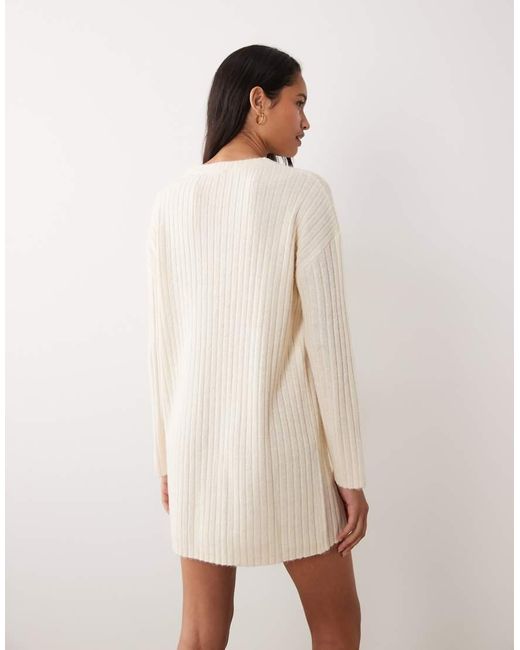 Miss Selfridge Natural Knit Ribbed Cozy Mini Dress