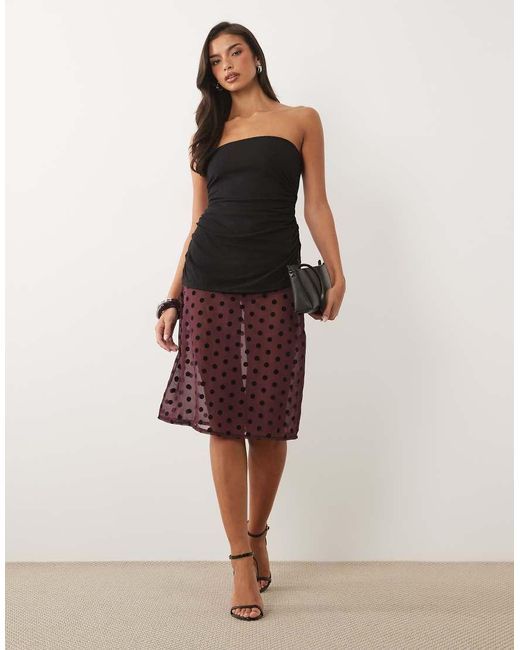 Oh Polly Red Modal Bandeau Long Line Split Hem Top
