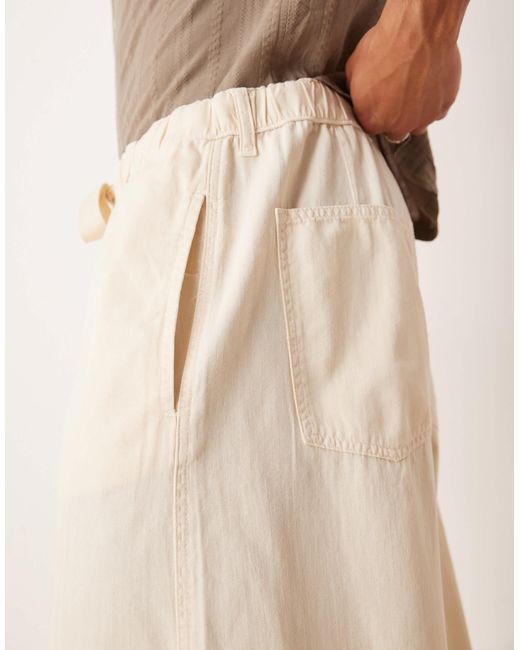 ASOS Natural Lightweight Herringbone Parachute Trousers for men