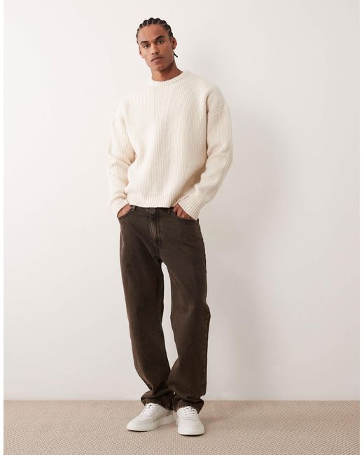ASOS – kastiger super-oversize-pullover in Natural für Herren