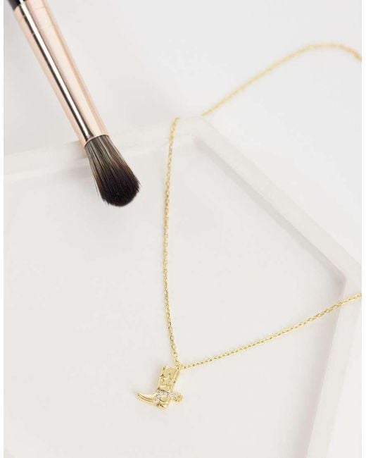 Orelia Metallic Cowboy Boot Charm Necklace