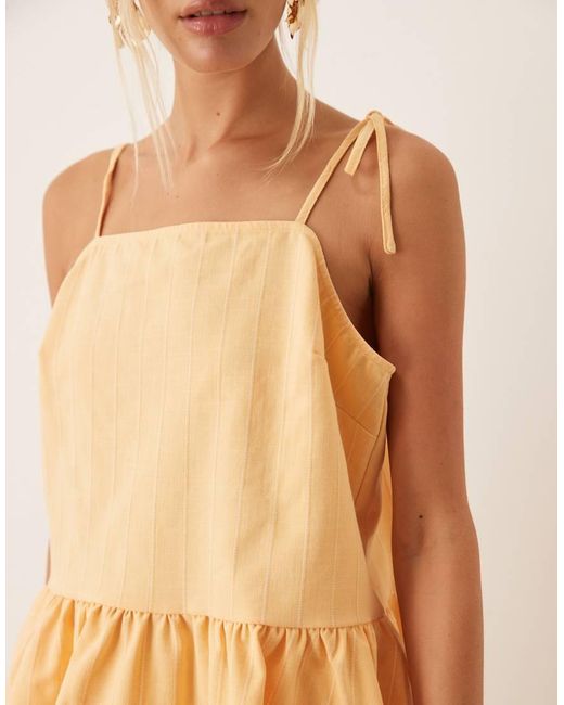 ASOS Natural Tailored Peplum Tie Strap Top Co-ord