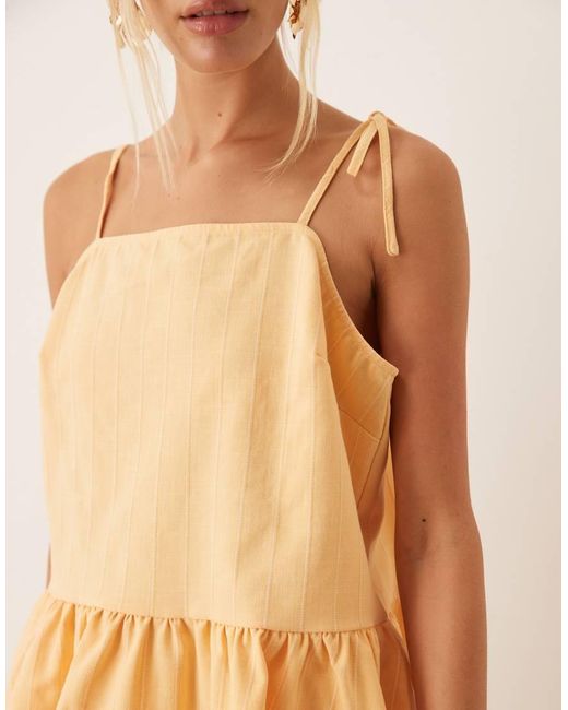 ASOS Natural Tailored Peplum Tie Strap Top Co-ord