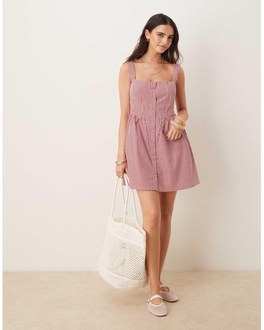 Robe courte corset tendance folk - vichy Glamorous en coloris Pink
