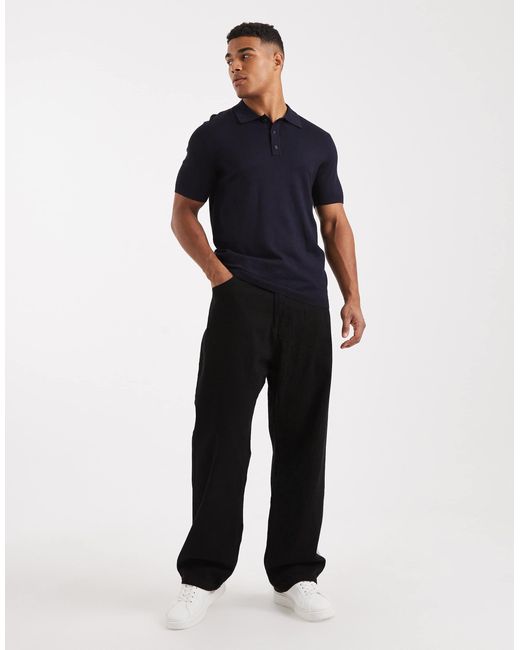 Only & Sons Blue Knitted Polo for men