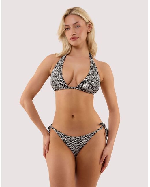Wolf & Whistle Black Misqua Textured Chevron Fuller Bust Bikini Top