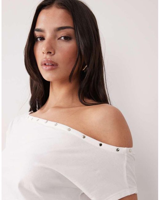 Motel White Bizzy Studded Top