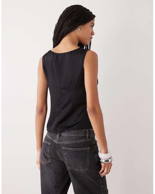 Weekday Black Satin Top
