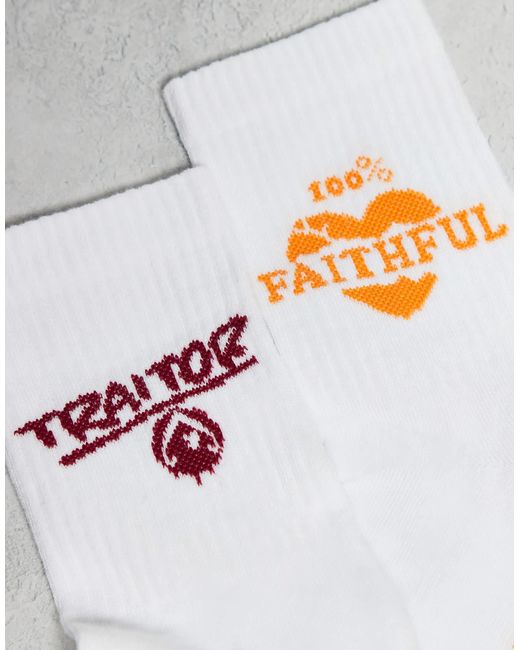 ASOS Gray 2 Pack Socks With Traitor Graphics for men