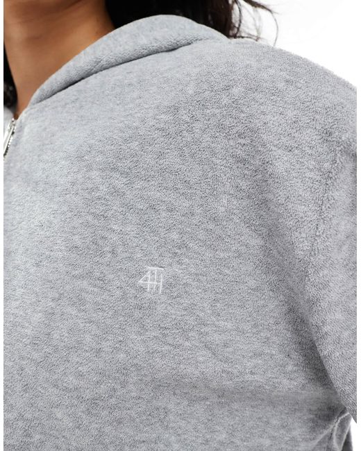 Sweat à capuche zippé d'ensemble en tissu éponge - chiné 4th & Reckless en coloris Gray