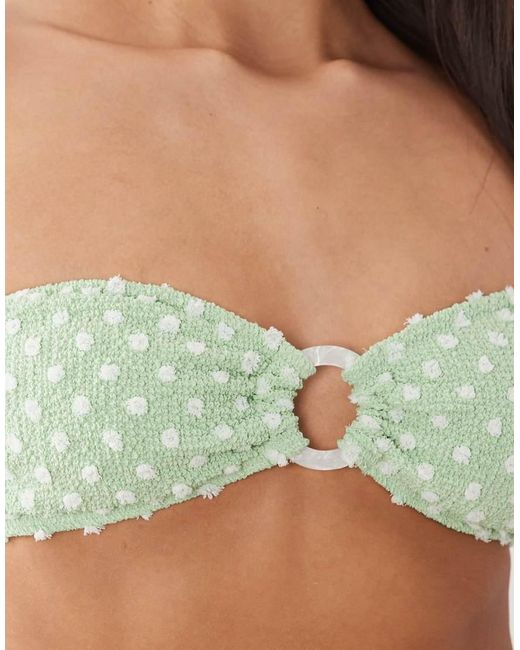 South Beach Green Polka Dot Bandeau Bikini Top