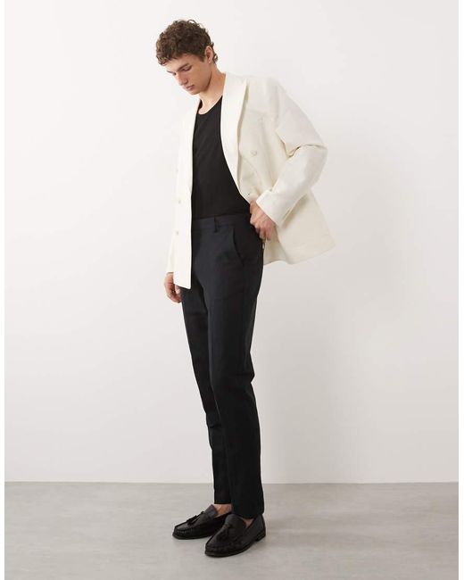 ASOS White Mix & Match Linen-rich Slim Suit Pants for men