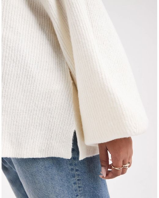 Threadbare White Plus Fluffy V-neck Slouchy Jumper