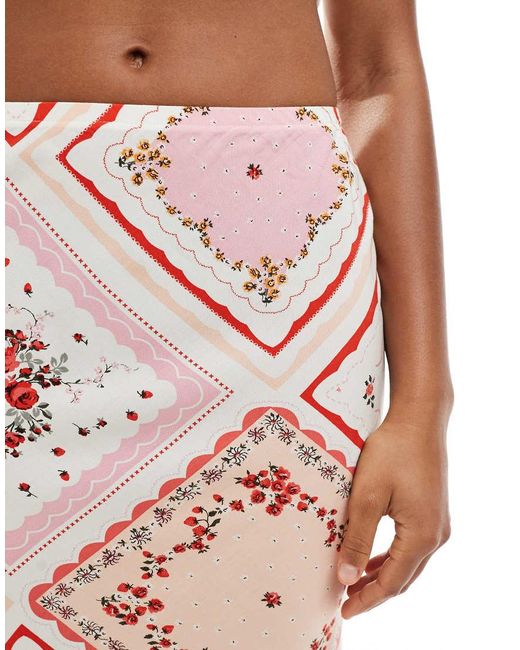 New Look Midirok Met Bloemenprint in het White