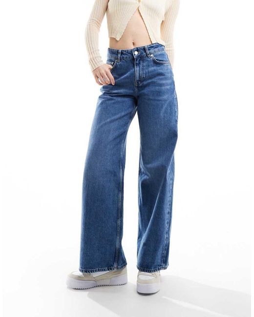 & Other Stories Blue Gio Mid Waist Wide Leg Jeans Mid Wash