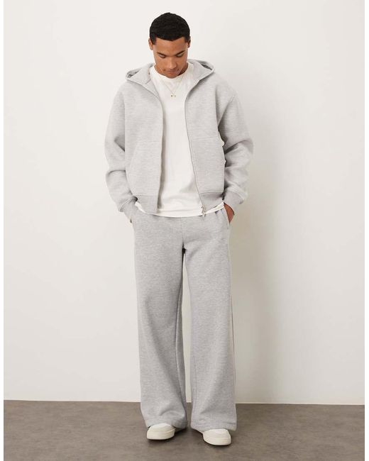 ASOS Gray Heavyweight Boxy Relaxed Zip Through Hoodie for men